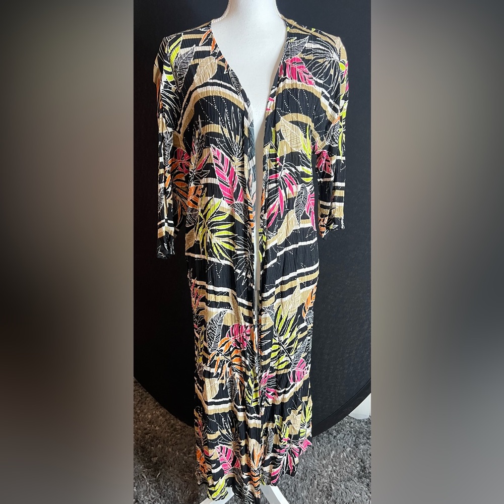 Colorful Leaf Print Kimono